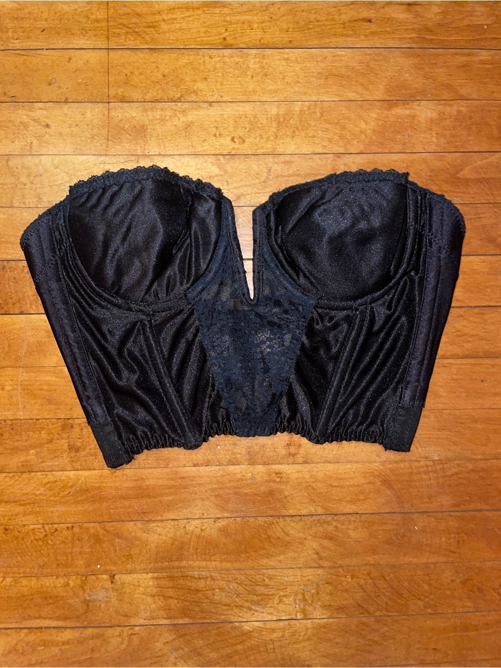 Backless by Smoothie Strapless Longline Lace-Front Bustier Bra - Black